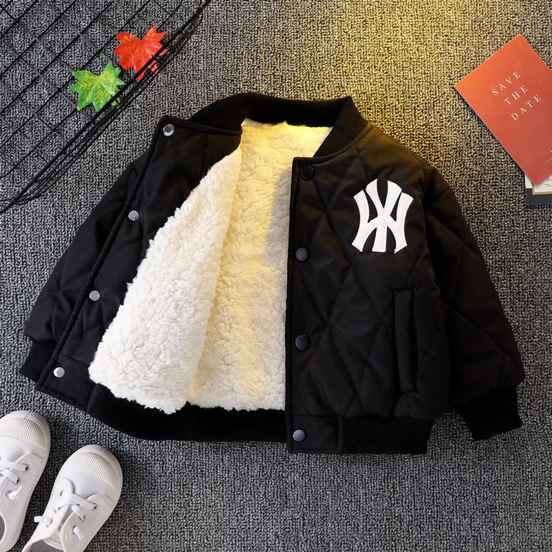 Boys’ Winter Velvet Jackets, Stylish Baby Boy’s Thickeneded Baseball Uniforms, Children’s Cotton Outwears, Jackets, Cotton Outwears, Dropshipping