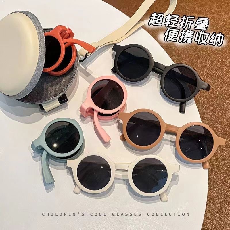 2-12 years old boys and girls foldable sunglasses UV sunglasses baby shape small round frame children’s sun